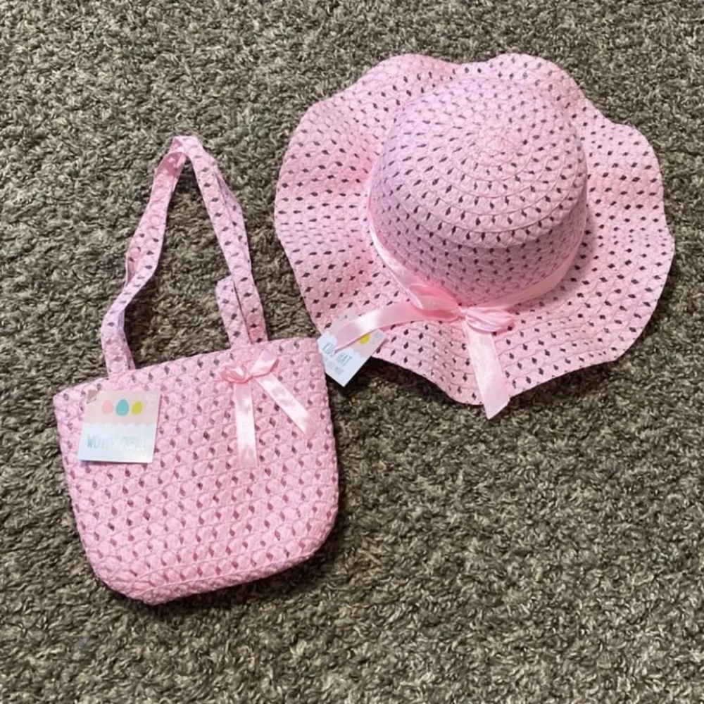 Girls Pink Hat & Pink Purse Set